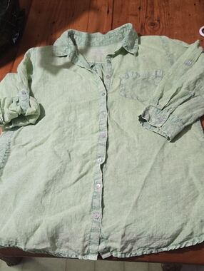 Kyla Seo Sz S Lime Green  Button-Up Shirt Handmade